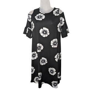 Social Academy Cold Shoulder Black White Floral Dress Size 18 Girls